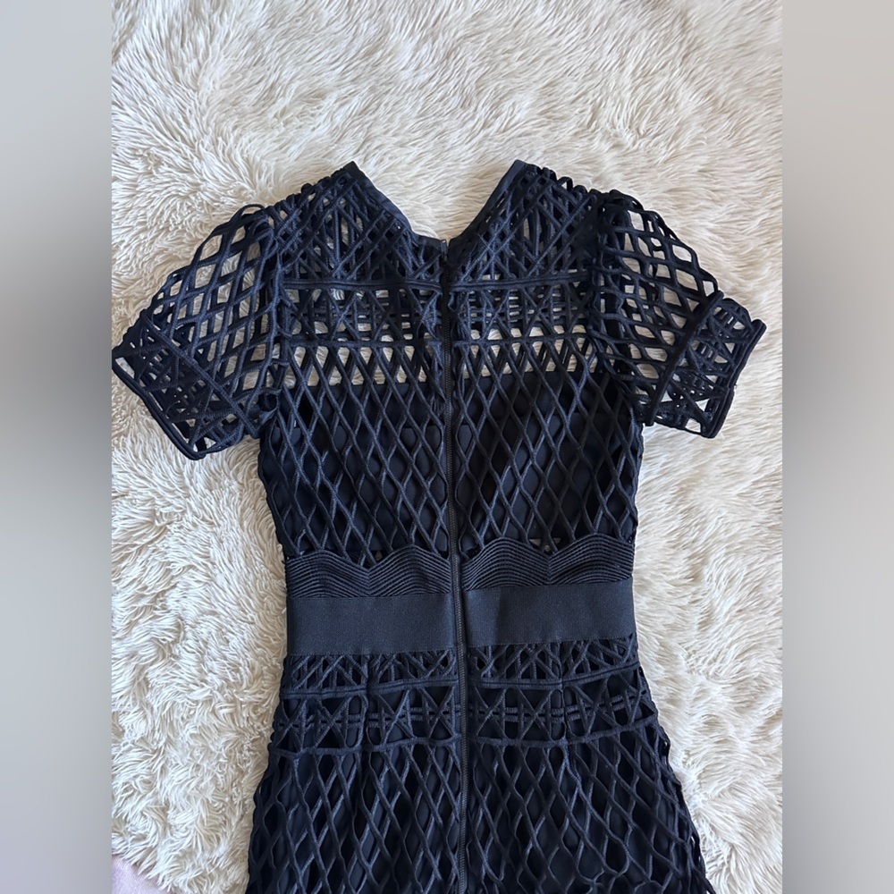 Self Portrait Black Cut Out Lace Layered Midi Dress Size 0 - Picture 14 of 16
